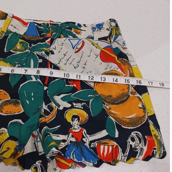 Beautiful J CREW Postcard Print Scalloped Cotton Shorts, Size 000 - Picture 5 of 5